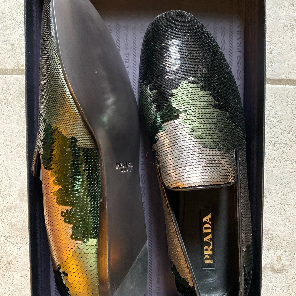 Prada 8 Camouflage Sequin slippers slip-on NEW